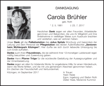 Anzeige von Carola Brühler von MGO