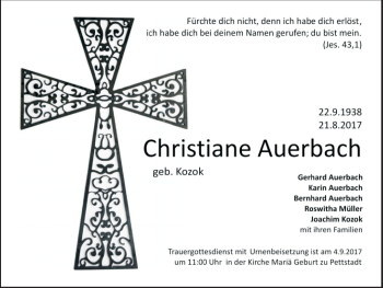 Anzeige von Christiane Auerbach von MGO
