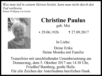 Anzeige von Christine Paulus von MGO