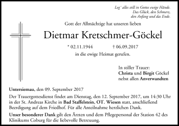 Anzeige von Dietmar Kretschmer-Göckel von MGO
