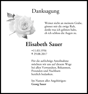 Anzeige von Elisabeth Sauer von MGO