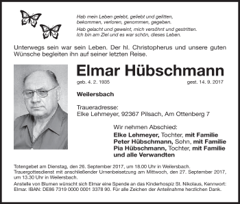 Anzeige von Elmar Hübschmann von MGO