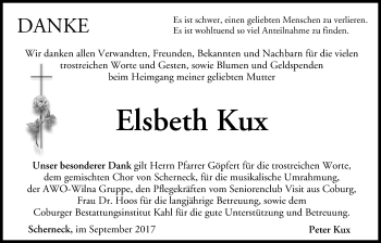 Anzeige von Elsbeth Kux von MGO