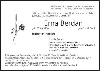 Anzeige von Erna Berdan von MGO
