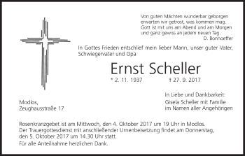 Anzeige von Ernst Scheller von MGO