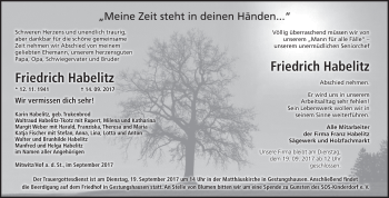 Anzeige von Friedrich Habelitz von MGO