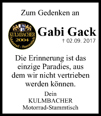 Anzeige von Gabi Gack von MGO