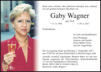Anzeige von Gaby Wagner von MGO