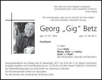 Anzeige von Georg  Betz von MGO