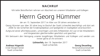Anzeige von Georg Hümmer von MGO