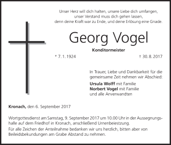 Anzeige von Georg Vogel von MGO