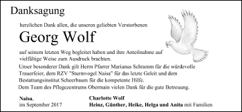 Anzeige von Georg Wolf von MGO
