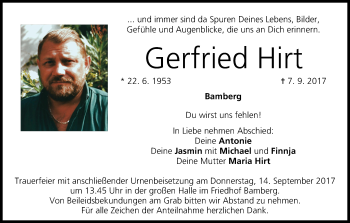 Anzeige von Gerfried Hirt von MGO
