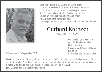 Anzeige von Gerhard Krenzer von MGO