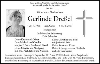 Anzeige von Gerlinde Dreßel von MGO