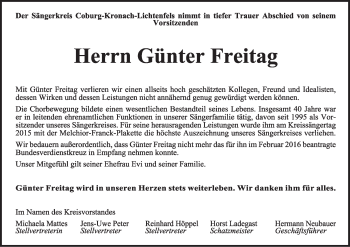 Anzeige von Günter Freitag von MGO