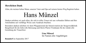 Anzeige von Hans Münzel von MGO