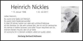 Anzeige von Heinrich Nickles von MGO