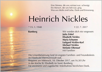 Anzeige von Heinrich Nickles von MGO