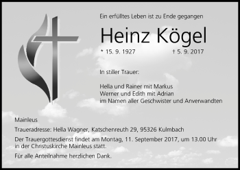 Anzeige von Heinz Kögel von MGO
