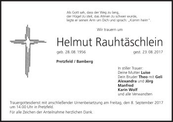 Anzeige von Helmut Rauhtäschlein von MGO