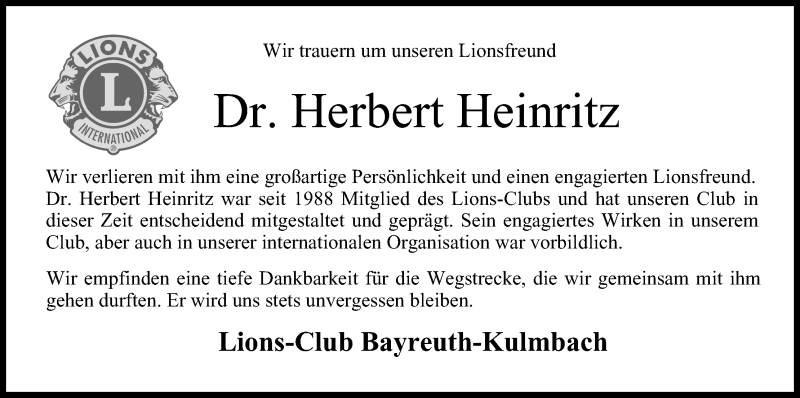 Traueranzeige für Herbert Heinritz vom 08.09.2017 aus MGO