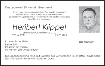 Anzeige von Heribert Klippel von MGO