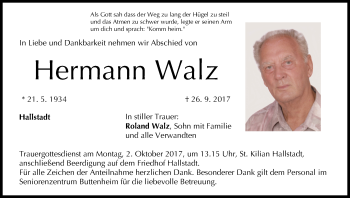 Anzeige von Hermann Walz von MGO