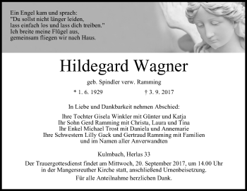 Anzeige von Hildegard Wagner von MGO