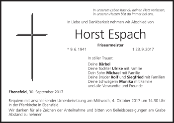 Anzeige von Horst Espach von MGO