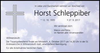 Anzeige von Horst Schleppiber von MGO