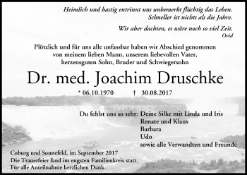 Anzeige von Joachim Druschke von MGO