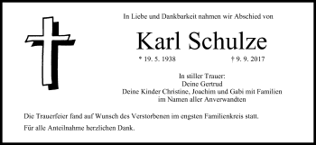 Anzeige von Karl Schulze von MGO