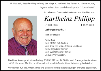 Anzeige von Karlheinz Philipp von MGO