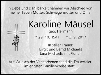 Anzeige von Karoline Mäusel von MGO