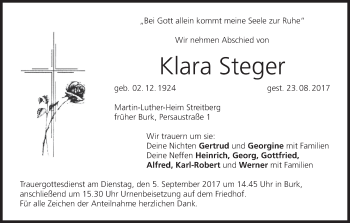 Anzeige von Klara Steger von MGO