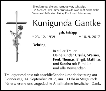 Anzeige von Kunigunda Gantke von MGO