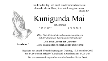 Anzeige von Kunigunda Mai von MGO