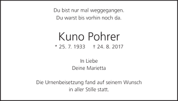 Anzeige von Kuno Pohrer von MGO