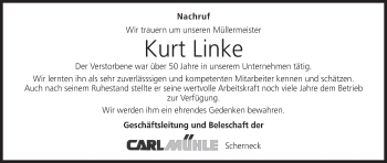 Anzeige von Kurt Linke von MGO