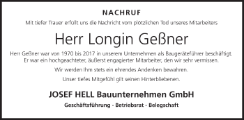 Anzeige von Longin Geßner von MGO