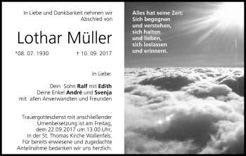 Anzeige von Lothar Müller von MGO