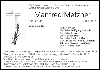 Anzeige von Manfred Metzner von MGO