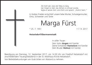 Anzeige von Marga Fürst von MGO