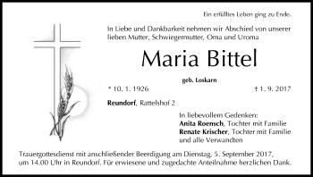 Anzeige von Maria Bittel von MGO