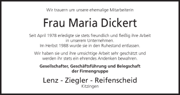 Anzeige von Maria Dickert von MGO