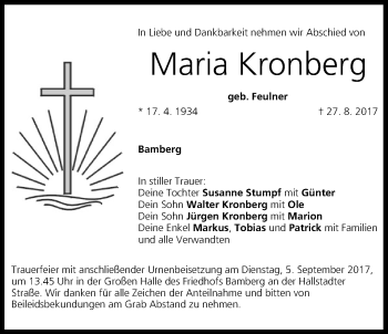 Anzeige von Maria Kronberg von MGO