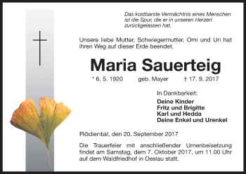 Anzeige von Maria Sauerteig von MGO