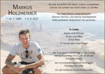 Anzeige von Markus Holzheimer von MGO