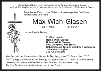 Anzeige von Max Wich-Glasen von MGO